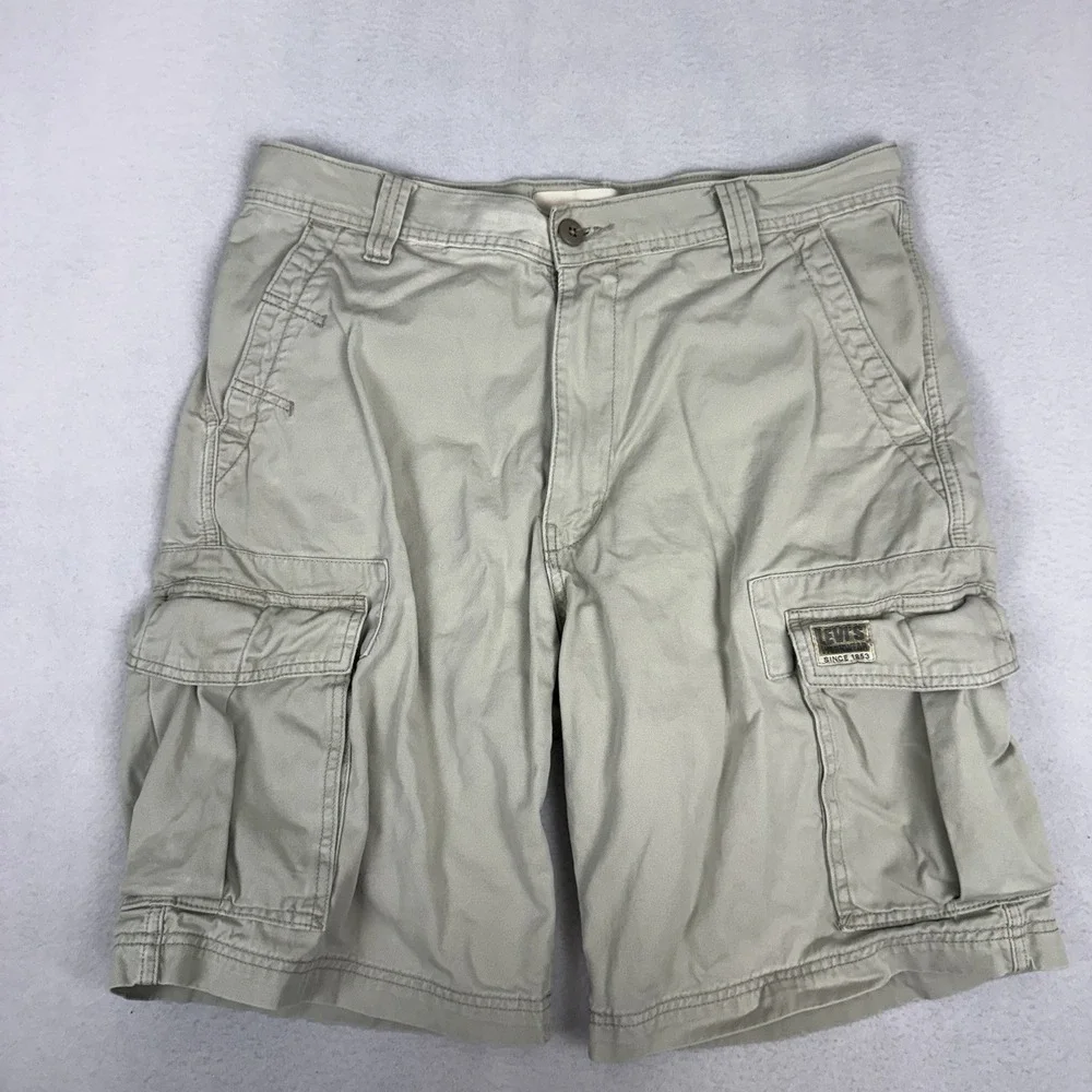 Levi's Cargo Utility Shorts Mens 34 Khaki Tan‎ Long Baggy Skater Workwear Y2K